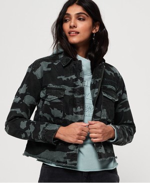 Superdry Riley Cropped Rookie Női Kabát Camo | QRVYW8734